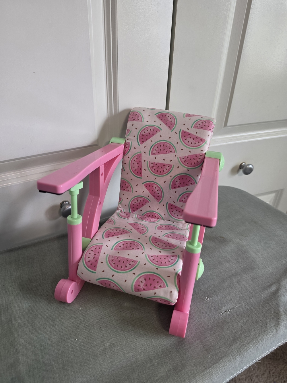 Pink and Green Watermelon Print american girl 18in doll chair